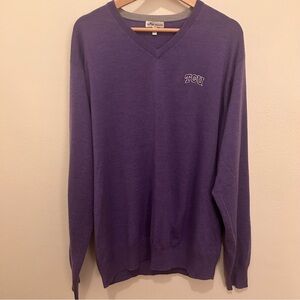 Peter Millar Collegiate Merino Wool And Silk V-Neck Purple Sweater Men’s Sz XXL